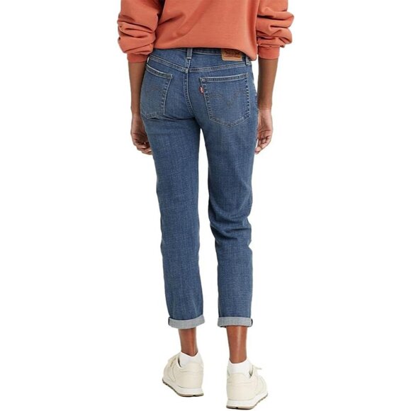 Women's Plus Boyfriend Jeans Cotton Blend Mid Rise Relaxed Fit - Picture 3 of 5